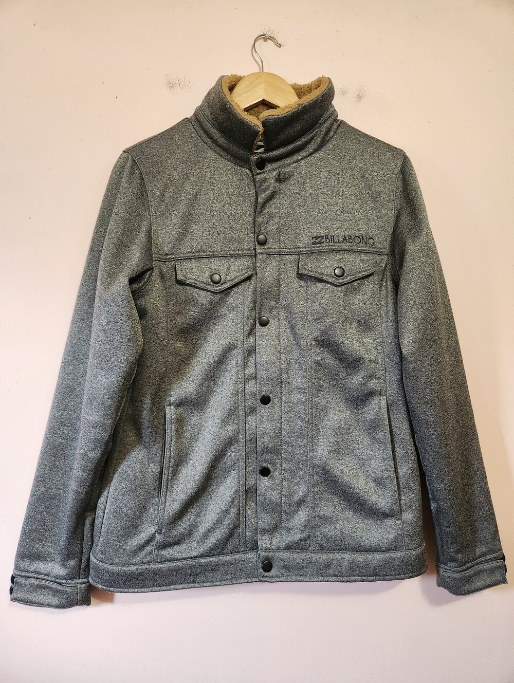 Billabong Montana Button Softshell Jacket Sherpa Collar Tropical Floral Lined L